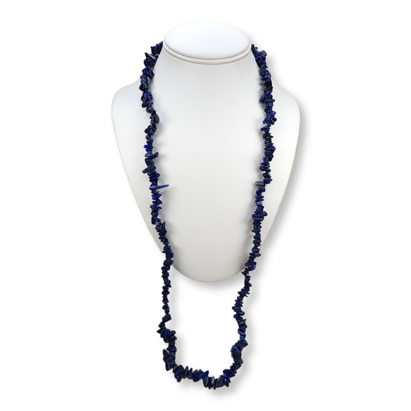 Jewelry - Vintage Blue Sodalite Nugget Chip Necklace No Clasp 34 Inches Long